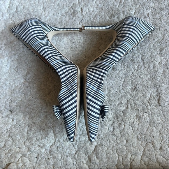J. Crew Blue and White Heels with Bow and Pointed Toe - Picture 3 of 12